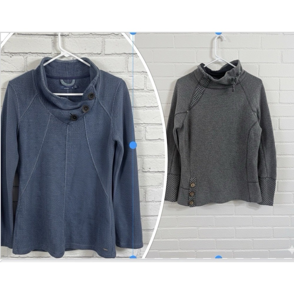 🔥Lot of 2 prAna Wool Blend 🤑Sweaters Lucia Blue💙 &Mattea Gray 🩶Herringbone M